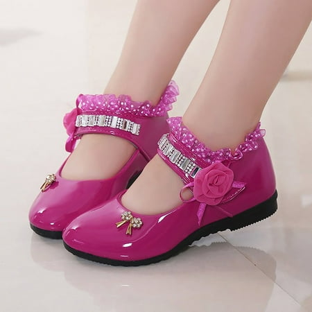 

CHUOU Girls Leather Princess Flower Children Soft Dance Baby Kid Shoes Shoes Single Baby Shoes