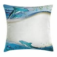 thumbnail image 1 of Ocean Throw Pillow Cushion Cover, Illustration of Cute Dolphins on Sea Waves with Water Drops Framework Abstract, Decorative Square Accent Pillow Case, 20 X 20 Inches, Beige Blue Aqua, by Ambesonne, 1 of 2
