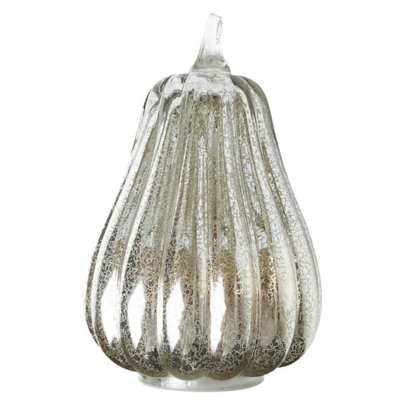 Glass Pumpkin Lights Battery Operated – Set of 3 Sparkling Halloween Decorations with LED Lights, Fall Centerpiece for Thanksgiving Table, Jack-o-Lantern Alternative, Safe Indoor/Outdoor Decor