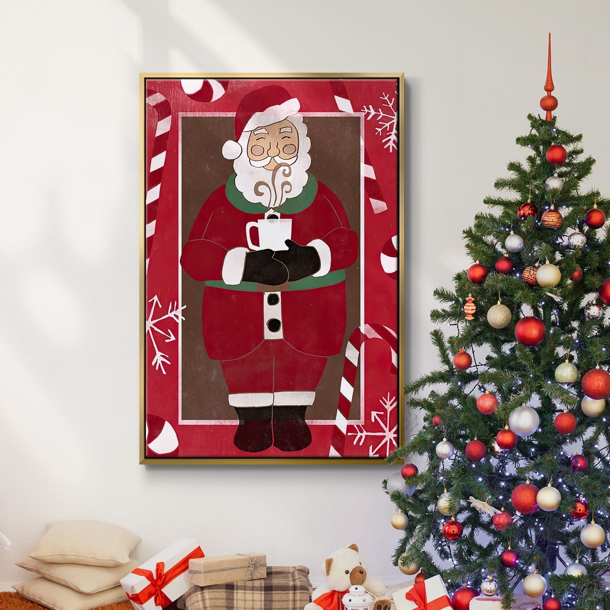 Cozy Cocoa Christmas Collection B - Framed Gallery Wrapped Holiday Canvas - 27 x 41 - Gold Frame