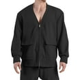 thumbnail image 2 of pstuiky camisas de manga larga para hombre, Suéter deportivo informal de manga larga con cuello en V y cremallera para hombre Tops de talla grande para hombre l, 2 of 7