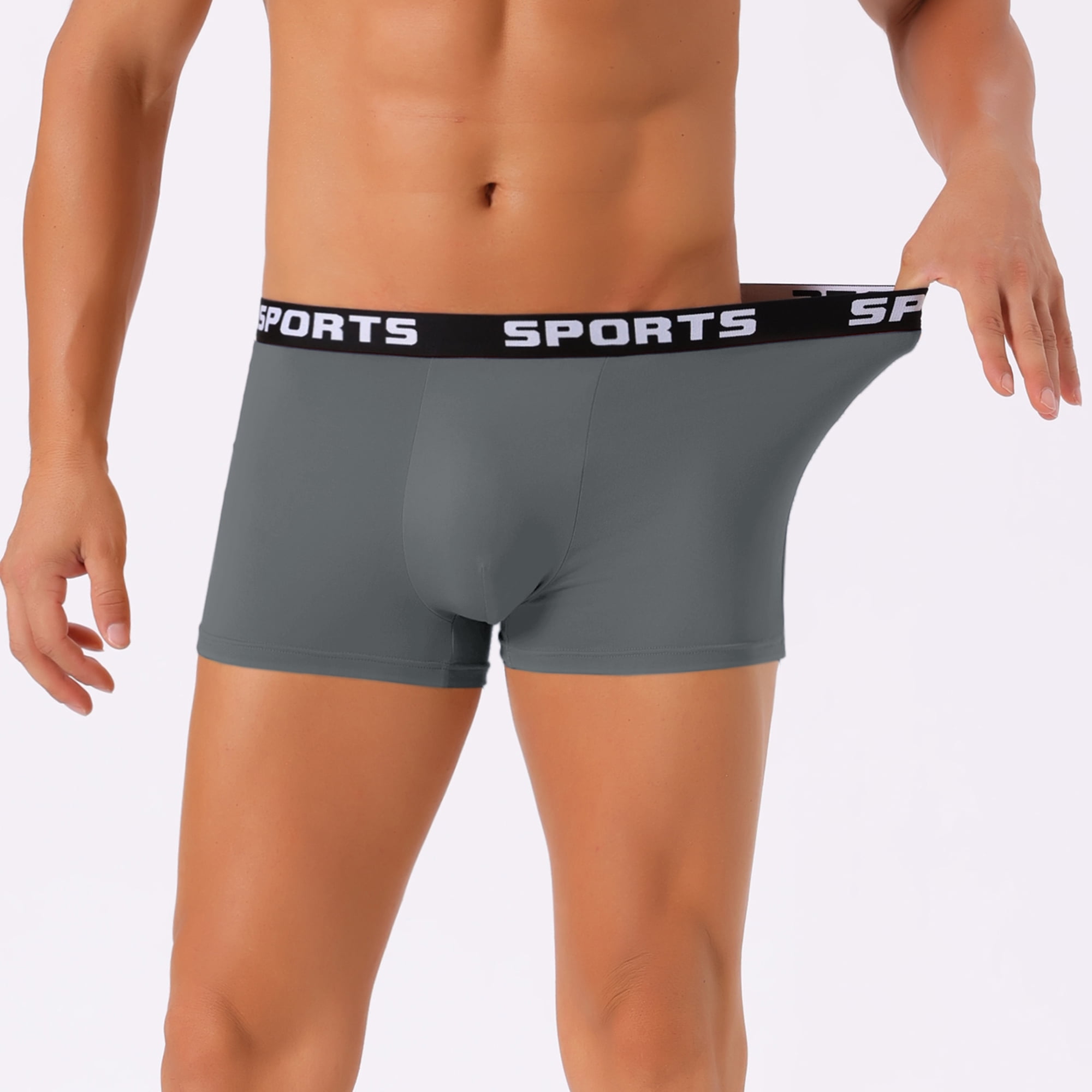 DARING DIVA Men's Lightweight Short Leg Stretch Boxer Briefs 28 Dark Gray
