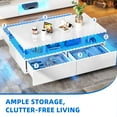 thumbnail image 3 of Dextrus Modern LED Coffee Table, White Coffee Table with Storage, Large Living Room Center Tables, Display Shelf & Sliding Drawers, 3 of 6