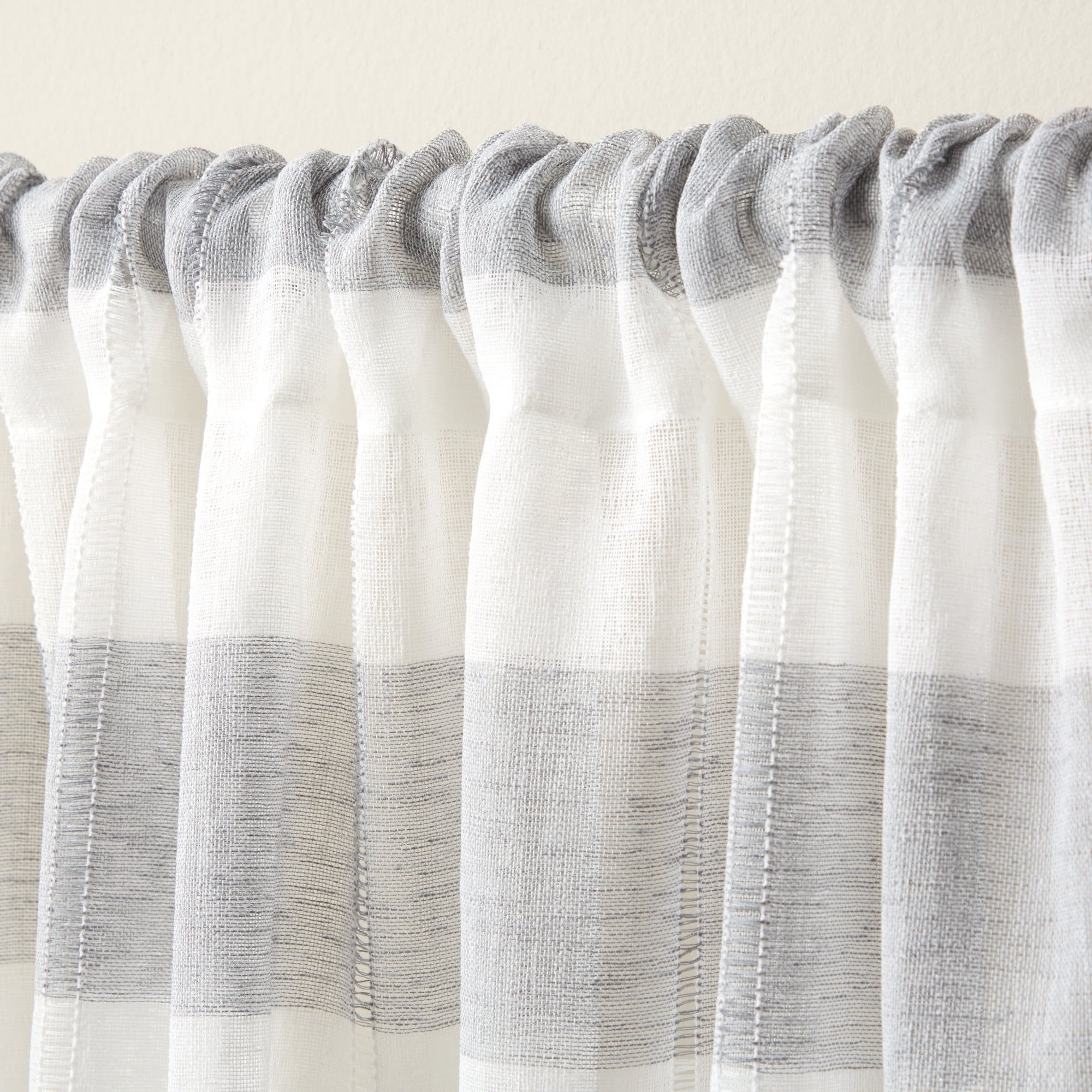 TOWN & COUNTRY BASICS Pax Semi-Sheer Stripe, Light Filtering Indoor Curtains 2-Pack Grey/White, 50"x84"