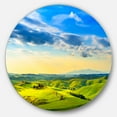 thumbnail image 2 of Designart - Colorful Tuscany Countryside Farm' Disc Landscape Metal Circle Wall Art, 2 of 4