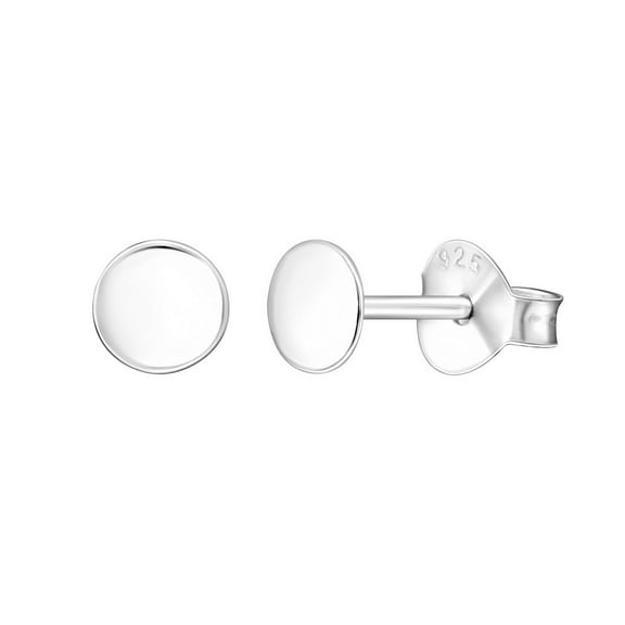 925 Sterling Silver Plain Round Disc Stud Earring