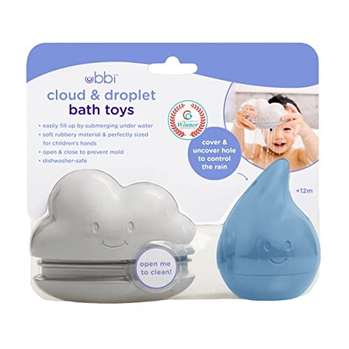 Ubbi Silted Color Nube y gotita Baño Squeeze Juguetes, Accesorio de baño de bebé, Juguetes Ubbi Ubbi