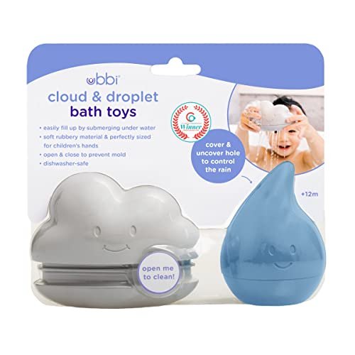 Ubbi Silted Color Nube y gotita Baño Squeeze Juguetes, Accesorio de baño de bebé, Juguetes Ubbi Ubbi