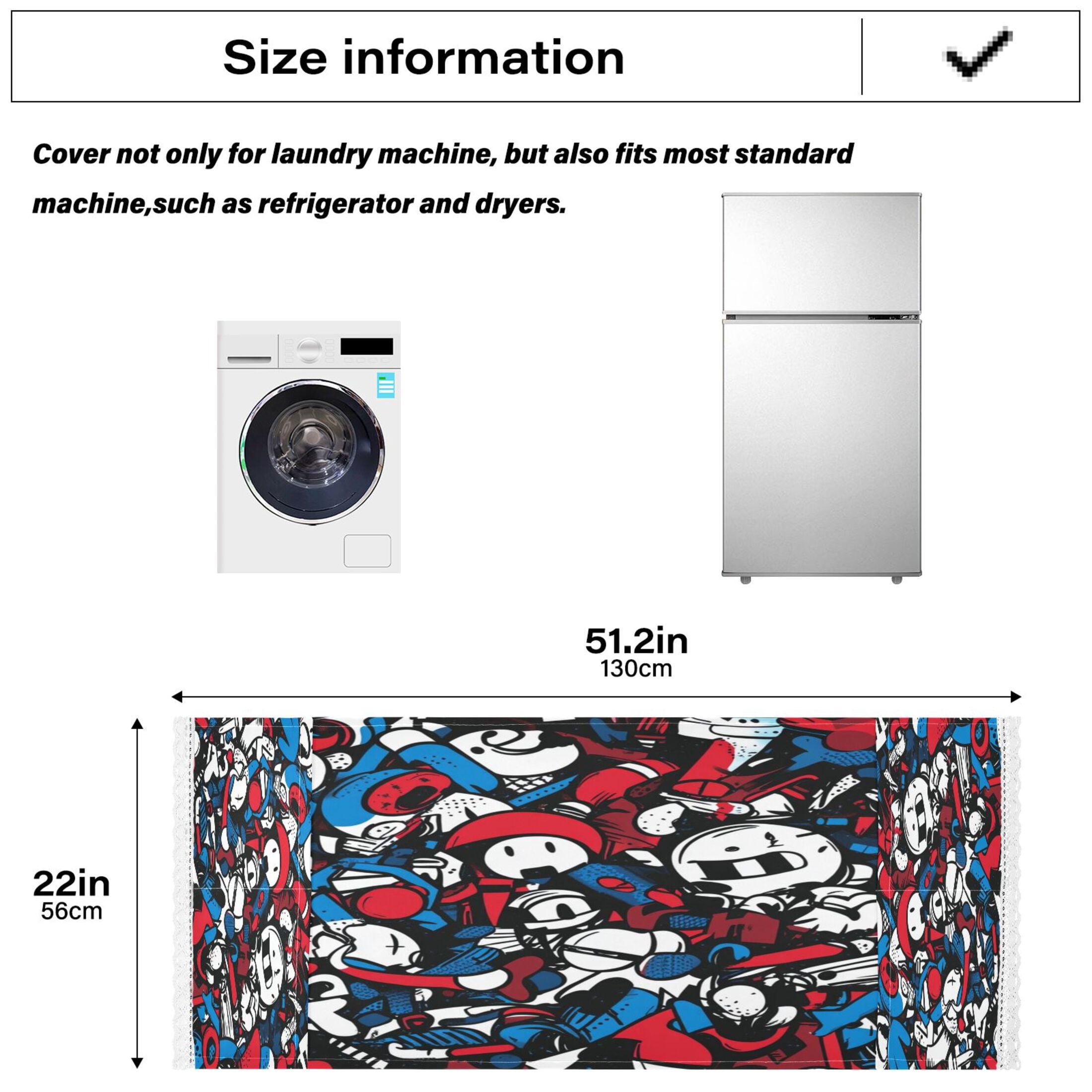 WOBOGO Red Blue Graffiti Pattern Washing Machine Cloth Dryer Refrigerator Top Cover Protective Non-Slip Mat For Kitchen Laundry