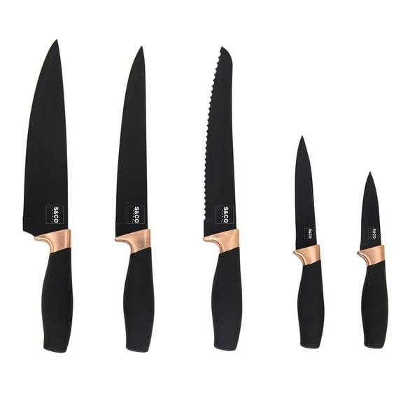 Safdie & Co. Knife 6 Piece Set With Acrylic Stand Black Matt