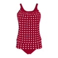 thumbnail image 5 of pimelu Bathing Suit Womens Swimsuits Two Piece Swimsuits for Women Modest Swimsuits Womens Tankini Sets Summer Fashion Polka Dot Print Plus Size Swimwear Tank Top Swimsuit with Trunks, 5 of 5