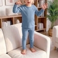 thumbnail image 2 of 6-12 Months Girls Pajama Set Toddler Baby Casual Home Clothes Set for Kids Fall Daily Blue, 2 of 5