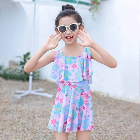 RTKFRFLM Kids Pink Floral Swimsuit Two Piece Set Cute Baby Swimwear for Boys and Girls Summer Beach Style Outfit