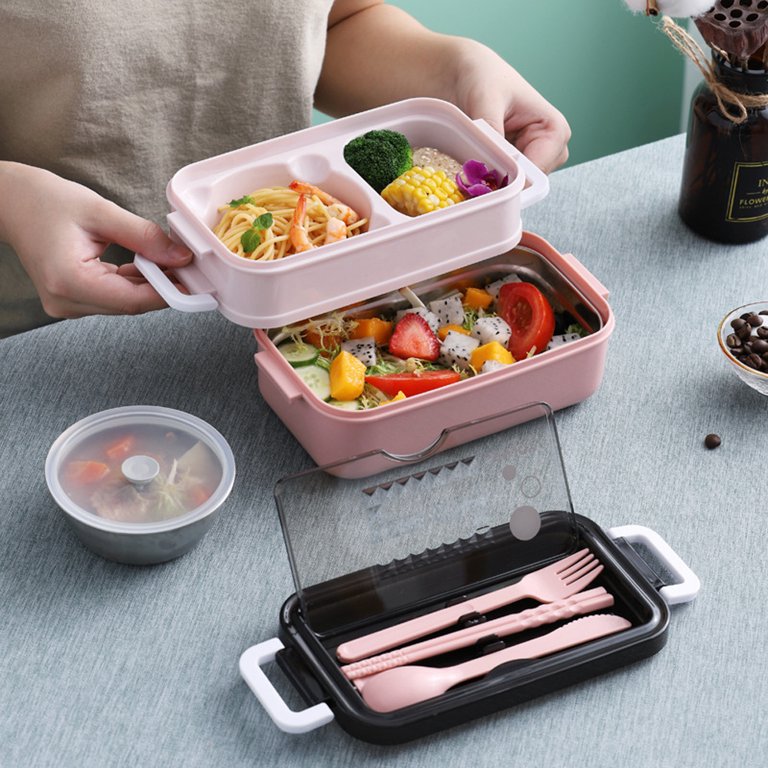 2 Layer Lunch Box Bento Box Food Storage Microwave Heated Lunch Box Kids  Adults