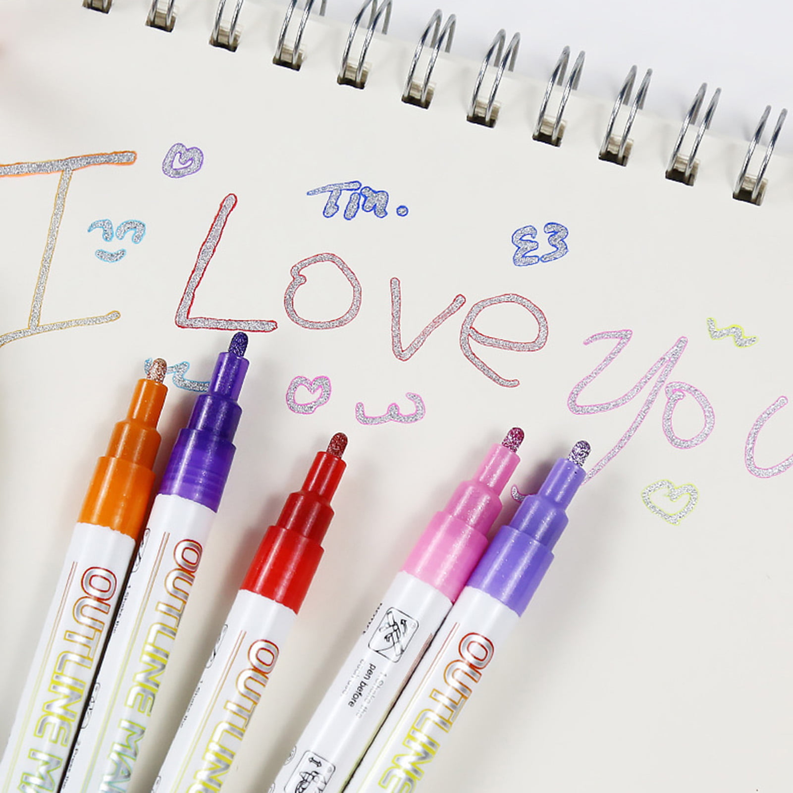 Wholesale Self Outline Metallic Markers Double Line Pen BuIIet Journal Pens  & Colored Permanent Marker Pens For Kids Adults Coloring 210226 From Xue10,  $8.97