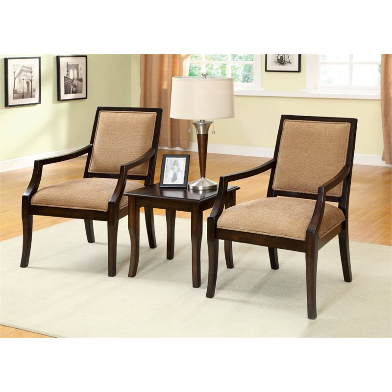 Furniture of America Kaitlin Wood 3Piece Accent Table and Chair Set in Espresso
