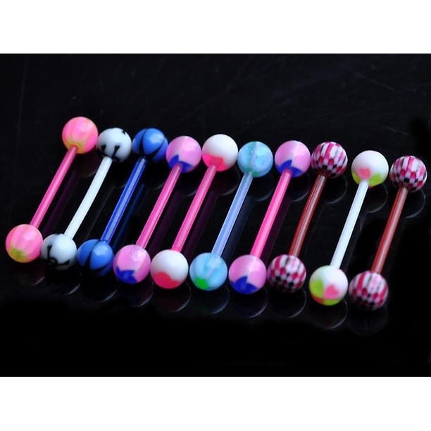 5 uds flexible uv silicona lengua pezón barra anillo barra piercing cuerpo joyería