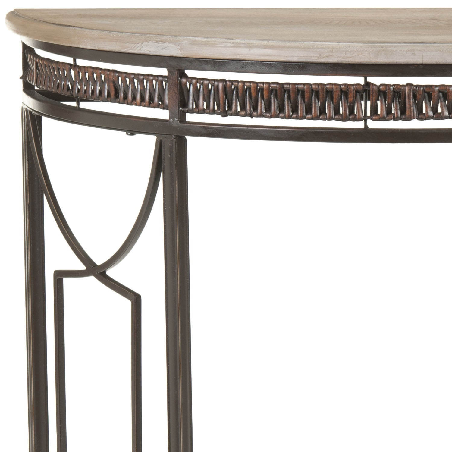 SAFAVIEH Rosalie Traditional Rustic Demilune Console, Copper/Maple