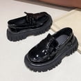 thumbnail image 6 of Girls Platform Loafers Slip On Chunky Shoes with Non-Slip Sole Round Toe School Uniform Dress Shoes Dark Gray 28, 6 of 6