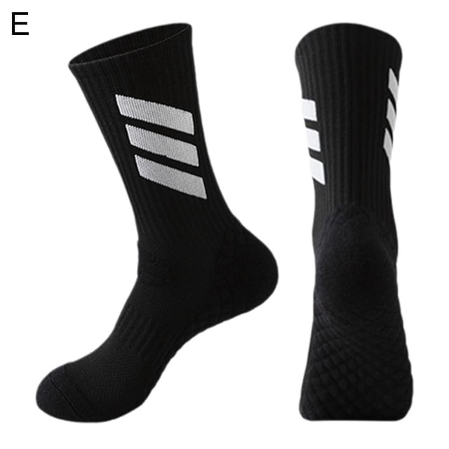 Solid Color Running Sports Socks Men'S Basketball Training Thickened Non-Slip Sweat Absorption Shock Absorption Medium Tube Particle Massage Bottom Socks