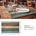 thumbnail image 3 of Placemats Set of 8, Teal Turquoise Wooden Woven Placemat, Linen Place Mats for Kitchen/Dining Tables, Rustic Retro Farmhouse Western Country Washable Table Mats for Party, 3 of 8