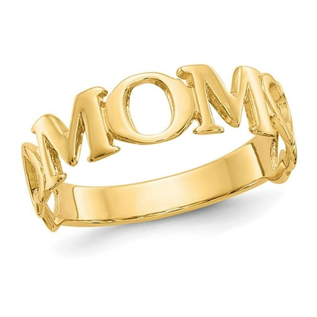 14K Yellow Gold Polished MOM Ring (size 6.5)