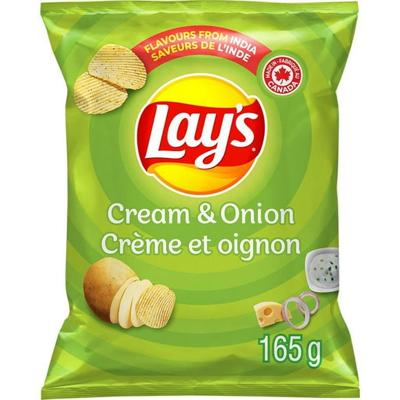 Lay’s Croustilles assaisonnées ondulées Crème et oignon LAY'S CRM & ONION