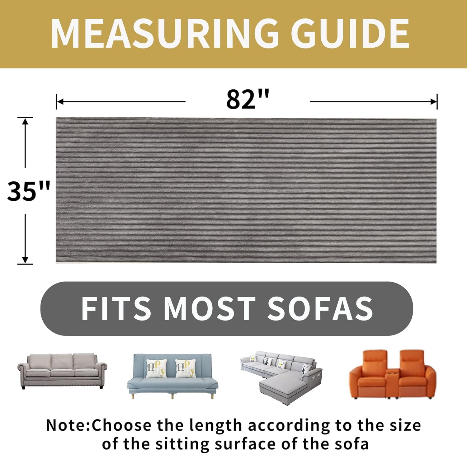 Waterproof Couch Cover for Dogs Washable, Faux Fur Pet Couch Covers for Sofa, Soft Dog Bed Cover Non-Slip Couch Covers for 3 Cushion Couch Sofa Pet Friendly (Grey, 35" x 82")