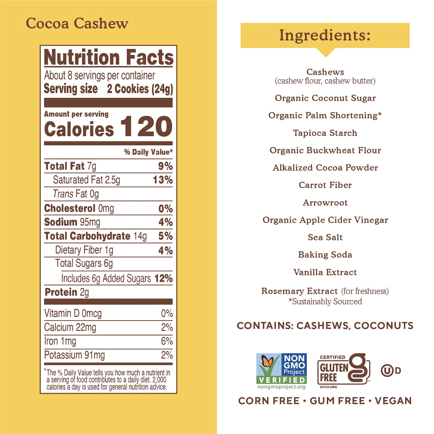 (8 pack) Simple Mills Nut Butter Stuffed Sandwich Cookies, Cocoa Cashew Creme, Gluten-Free, 6.7 oz