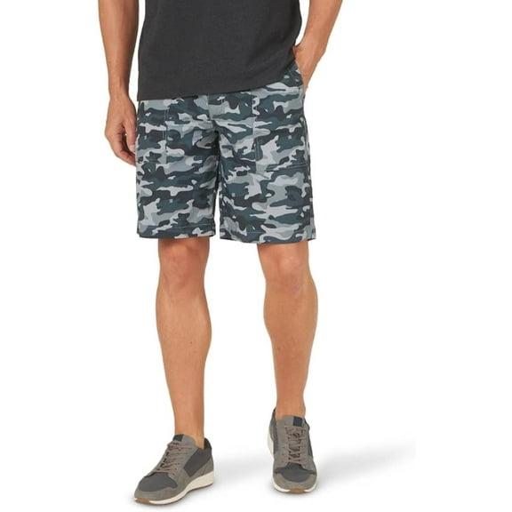 Lee Men's Extreme Motion Relaxed Fit Utility Flat Front Short (Slate Gray Camo, SIZE: 40)