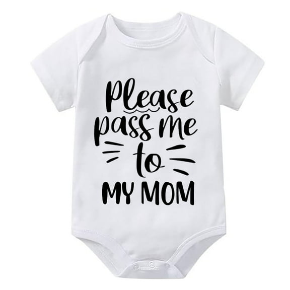 Please Pass Me To My Mom Newborn Boy Outfits Short Sleeve Baby Girl Newborn Outfits Coming Home White Baby Onsies 0-3 Months