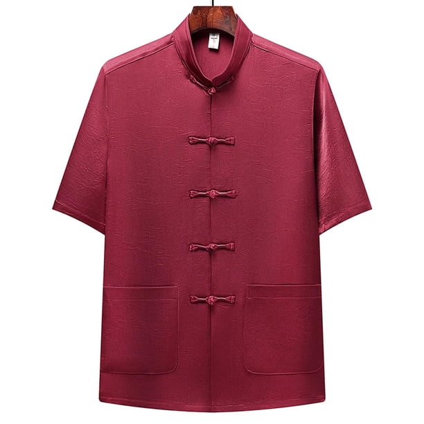 pstuiky camisetas camisas para hombre, Camisa informal de manga corta, cuello alto, lisa y cómoda para hombre ropa de hombre m