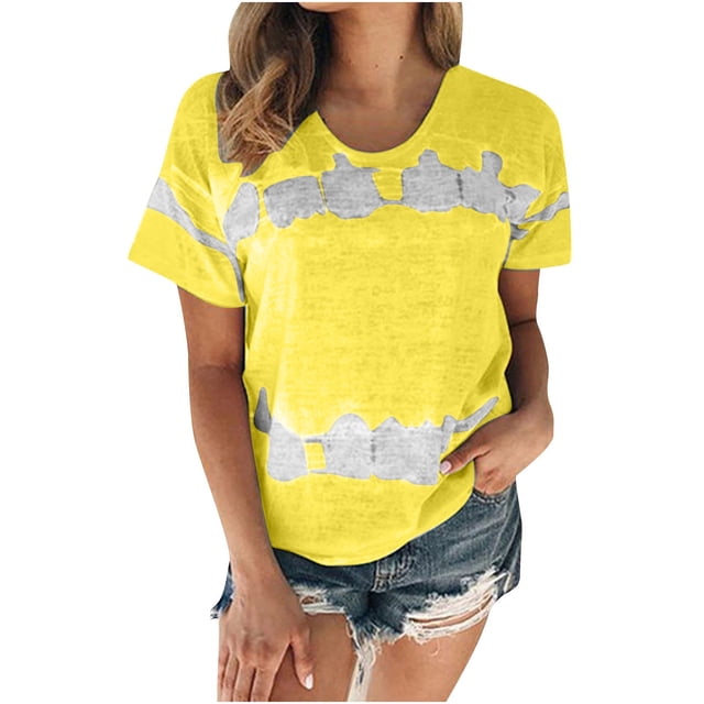 Birdeem T-Shirt Mode Imprimé pour Femmes Manches Courtes Blouse Col Rond Hauts Décontractés