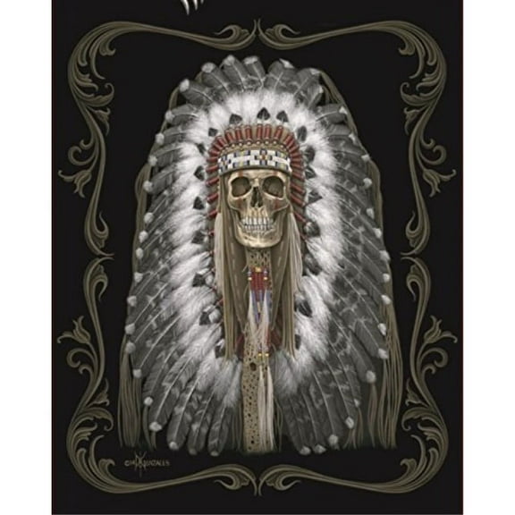 dga native skull signature collection super soft plush blanket, queen