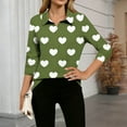 thumbnail image 2 of DAFPZW Valentine's Day Love Print Shirt for Women Casual 3/4 Sleeve Dressy Blouse Work Business Spring Summer Fashion Outfits, 2 of 5