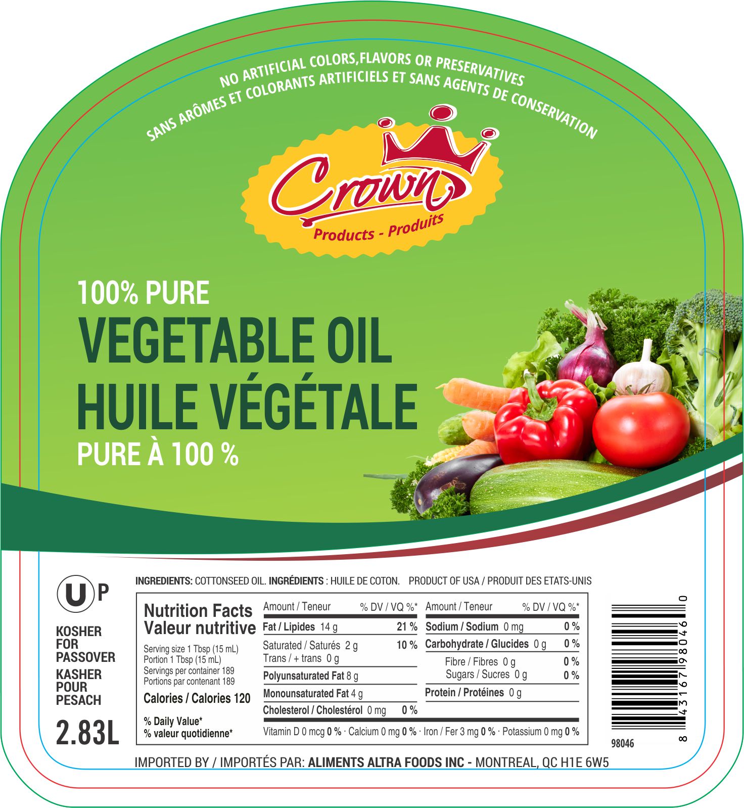 OIL - VEGETABLE - FRENCH L - Huile végétale KFP