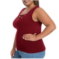 thumbnail image 4 of Tanghaowl Tank Tops for Women, Plus Size Tank Top With Built In Bra Wide Straps Support Comfort Summer Casual Wear Wine XXXL, 4 of 5