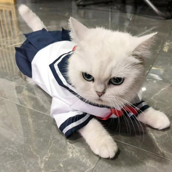 Cat Costume Japanese JK School Uniform Sailor Moon Navy Blue Dress for Cats