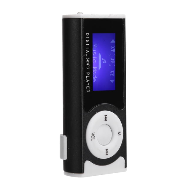 Mini reproductor de música portátil Bling Bling con pantalla LCD linterna MP3 clip trasero negro