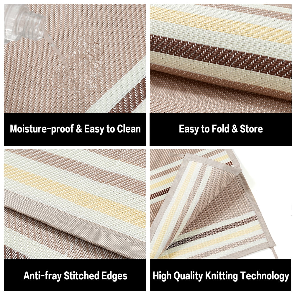 BERTHMEER 8'x10' Outdoor Rugs on Sale Clearance Waterproof Patio Rugs Plastic Straw Rugs for Camping Porch Deck RV Rugs outside，Beige Coffee Color Multi-color