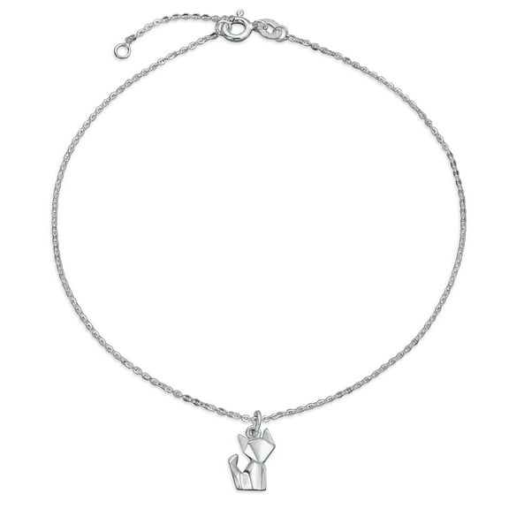 Bling Jewelry Womens 3D Cat Anklet Sterling Silver Ankle Bracelet
