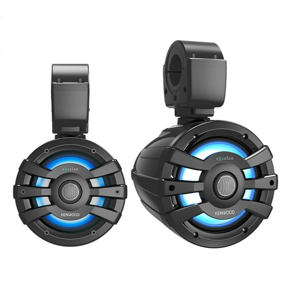 Kenwood XM77TBL 7.7 Inch 2 Way Marine & Powersports Tower Speakers Pair (Black)