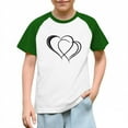 thumbnail image 2 of Girls Green Raglan Sleeve T-Shirt, Soft Stretch Heart Graphic Kids Tee, 95% Polyester 5% Spandex, Wrinkle Resistant Machine Washable School Playdate Outfit,Size 3 T, 2 of 8
