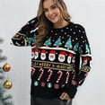 thumbnail image 4 of Suéter de Punto de Papá con Cuello Redondo y Larga para Mujer, Suéter Navideño Feo, Top Azul Marino L, 4 of 7