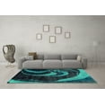 thumbnail image 3 of Ahgly Company Machine Washable Indoor Square Abstract Turquoise Blue Modern Area Rugs, 8' Square, 3 of 4