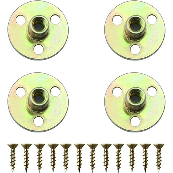 Lunfar 1.7×3.7×0.25cm 4 Sets Furniture Legs Mounting Plates with Hanger Bolts Screws Great for Furniture Leg,Chair, Sofa,Cabinet,Couche, Set of 4