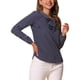 thumbnail image 4 of Blusa de manga larga con cuello rizado INSPIRE CHIC para mujeres, Día de San Valentín, talla XL, azul oscuro con puntos, 4 of 6