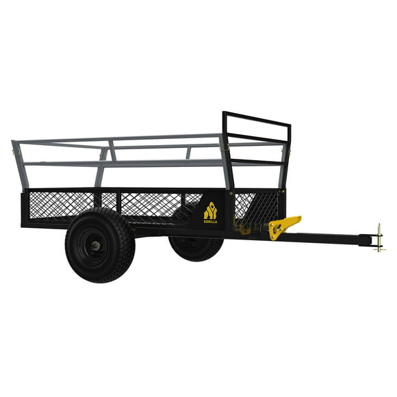 Gorilla Carts 25 Cu Ft Heavy-Duty ATV Trailer w/ Removable Sides, 1400 lb Capacity, Black