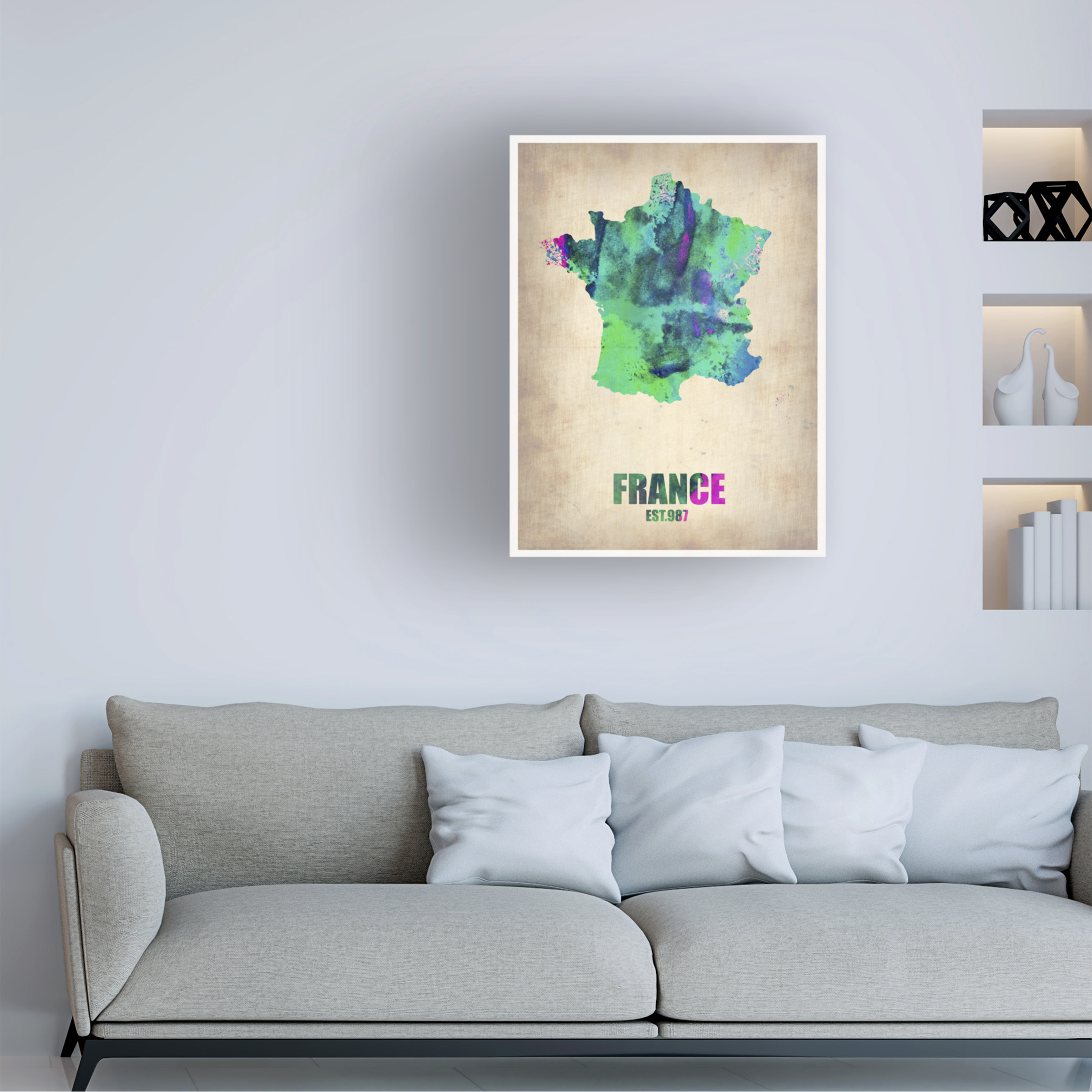 Trademark Fine Art "France Watercolor Map" Canvas Art by Naxart