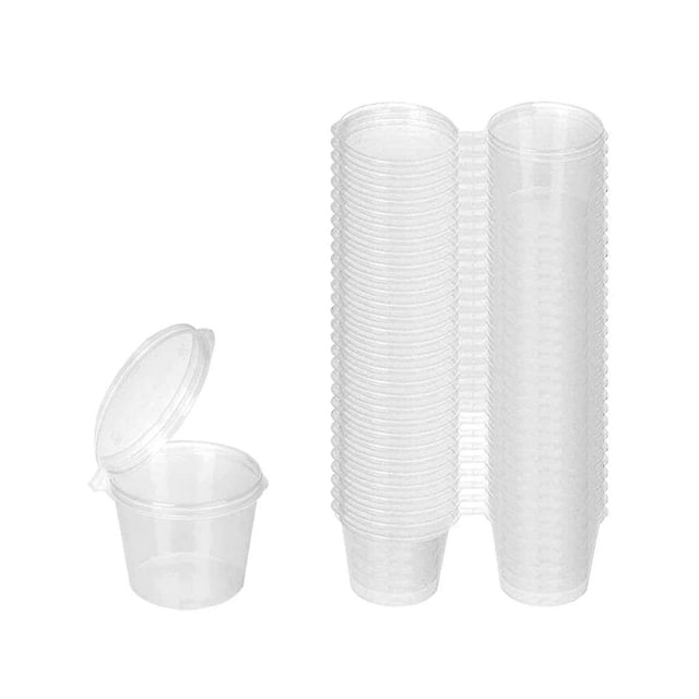 100 Pieces Small Plastic Containers With Lids, 25ml Small Sauce Pots Plastic Pots Jelly Pots For Sa-yky-xdd